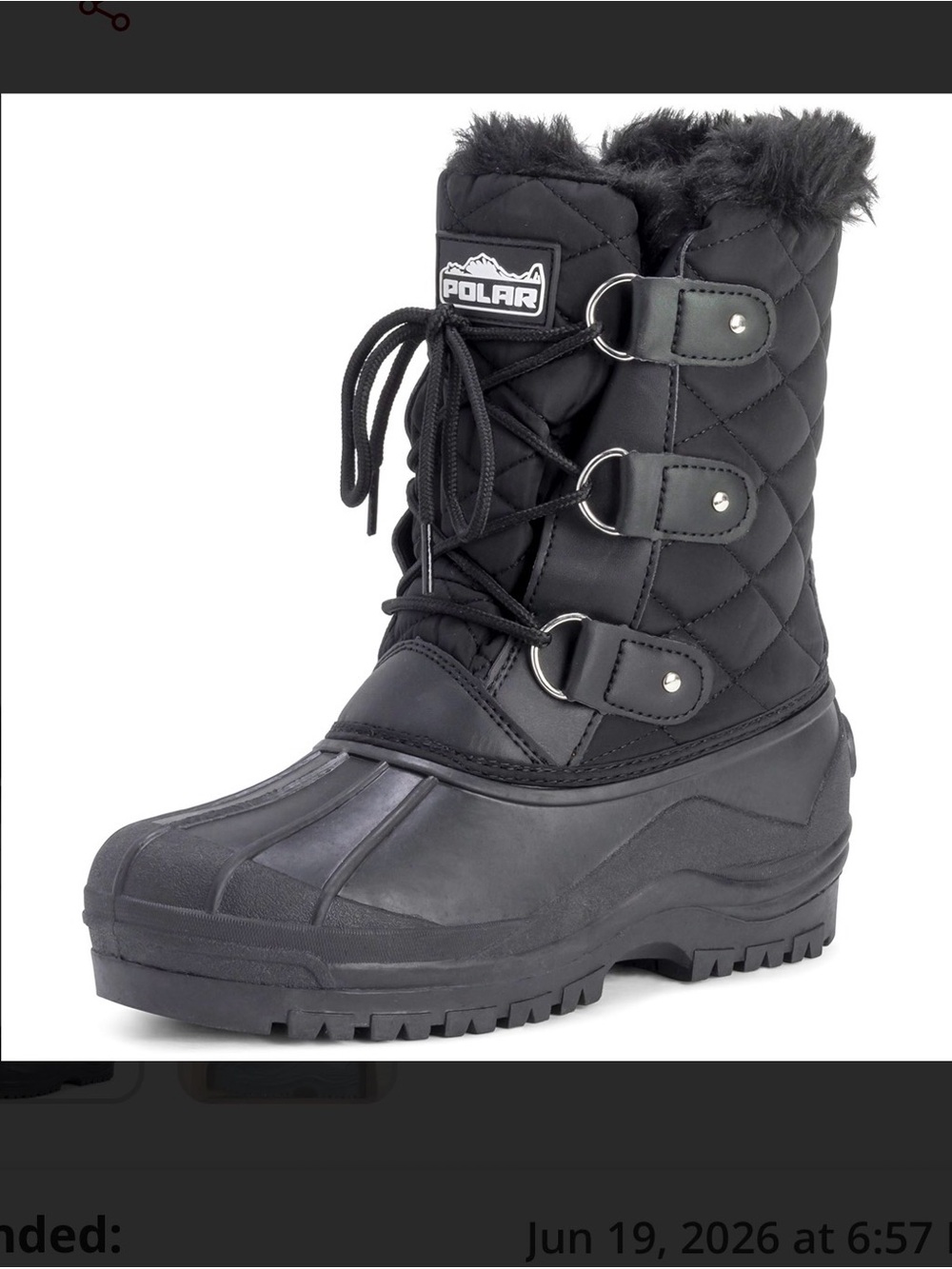 Women's Black Quilted Insulated Winter Boot